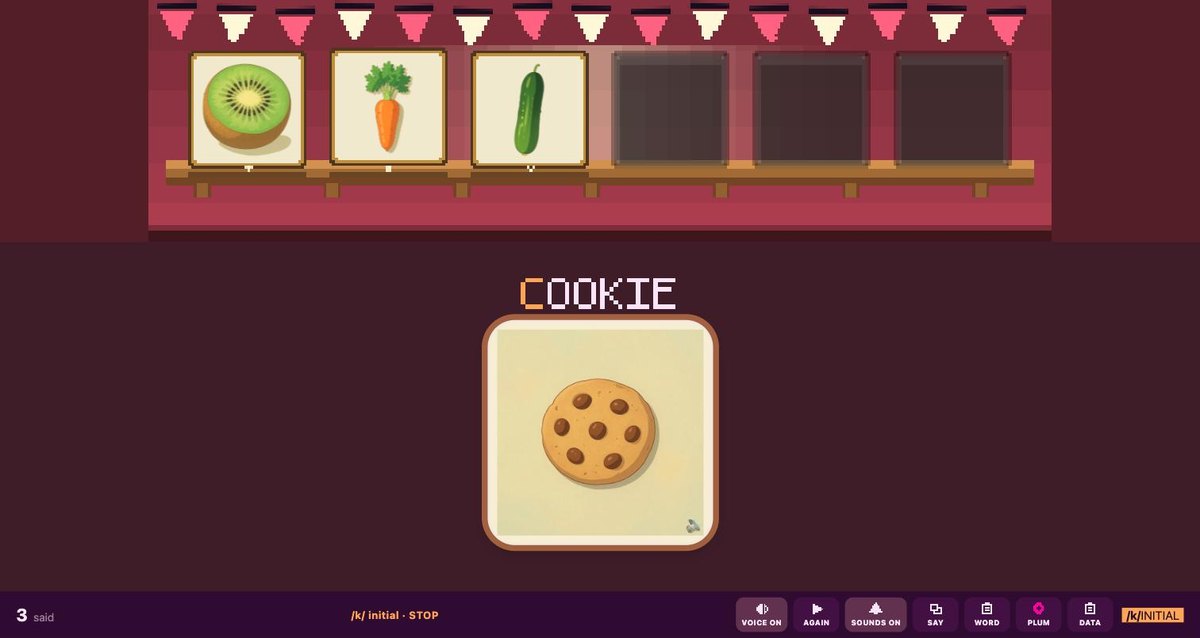 A card in the game: the word COOKIE over a painted cookie, with the shelf filling above it